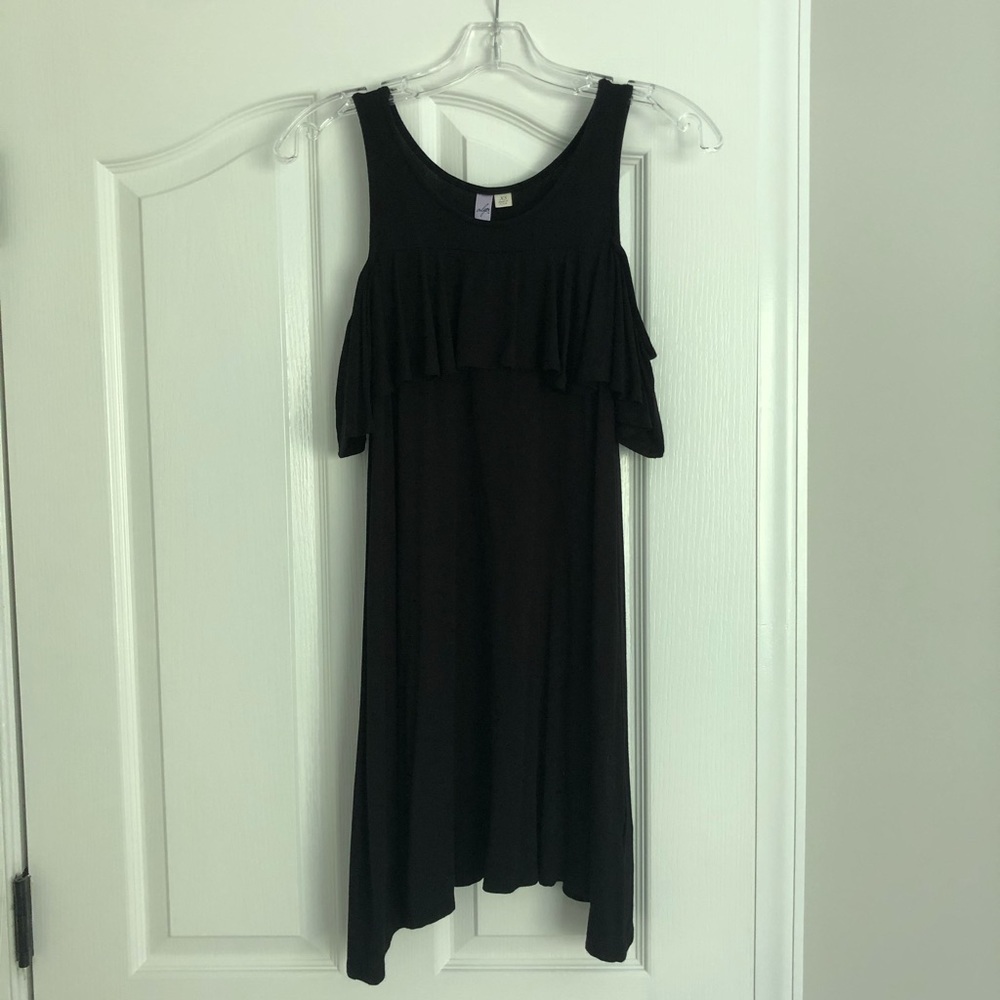 Alya Ruffle Swing Dress w/ Cold Shoulder Sleeve